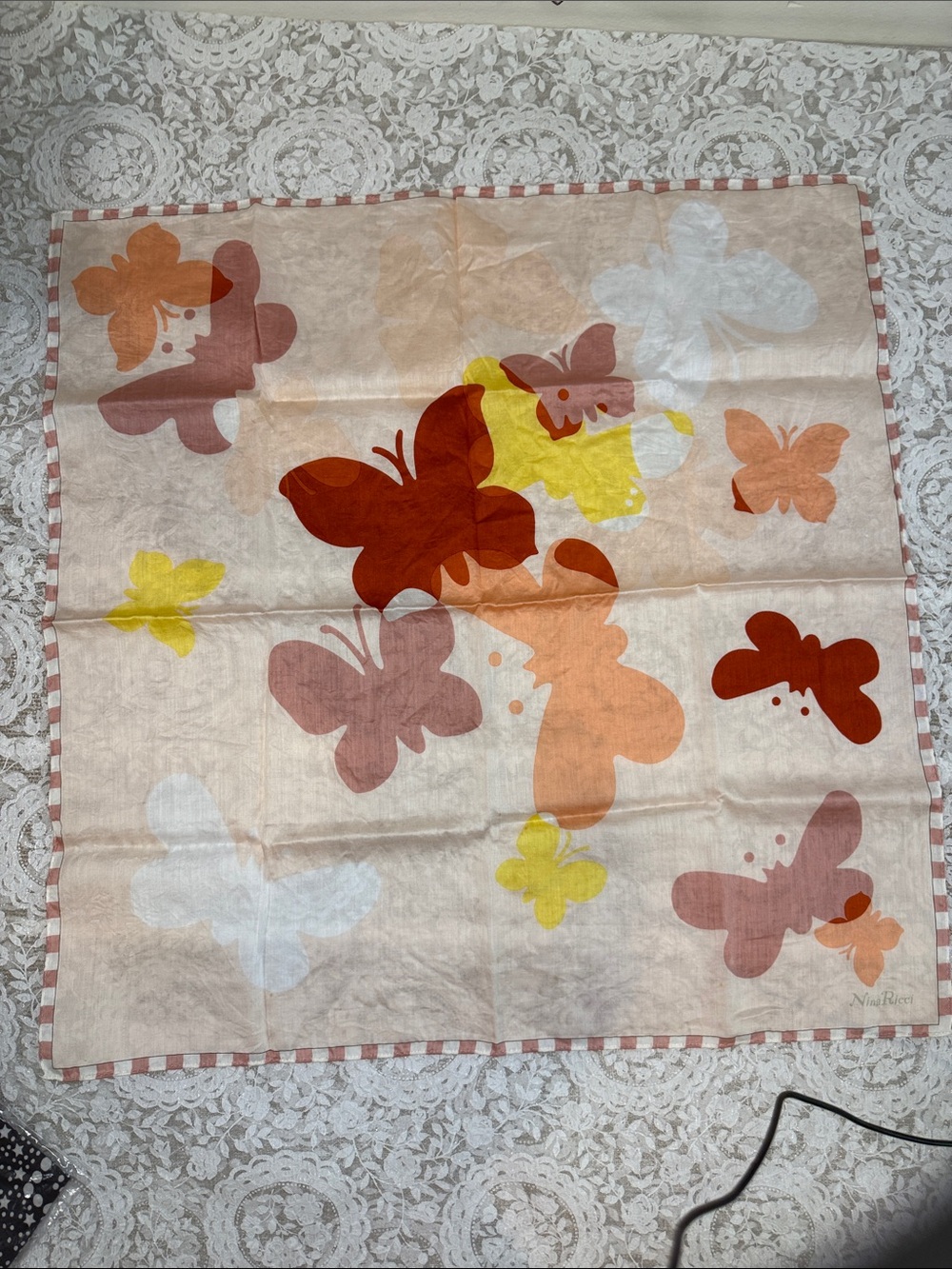 Nina Ricci Floral cotton Scarf in Blush & Rust